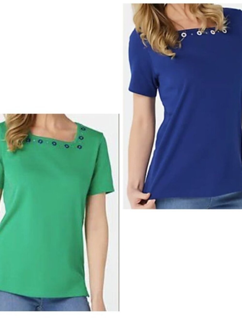 Quacker Factory Set of 2 Short Sleeve Square Neck Tops
